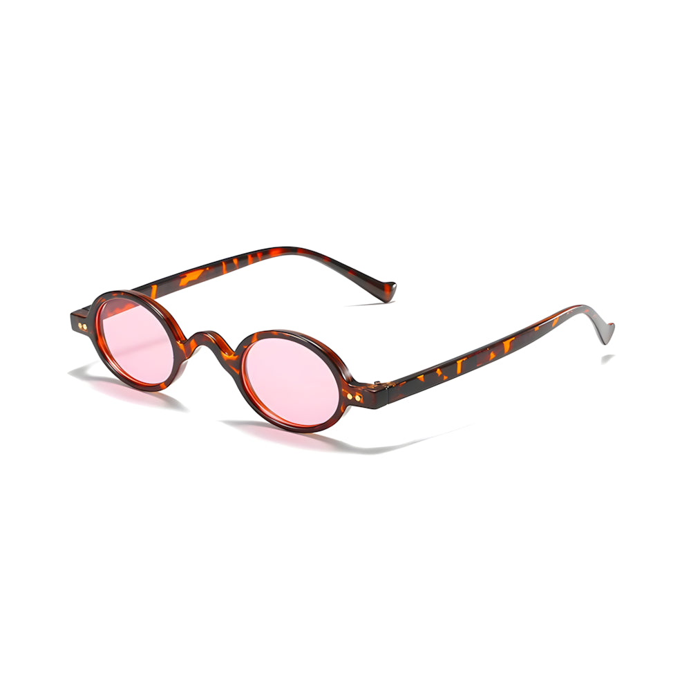 Rectangular sunglasses with tortoise frame and rose lenses, side angle — HARO Beaulieu Kérylos
