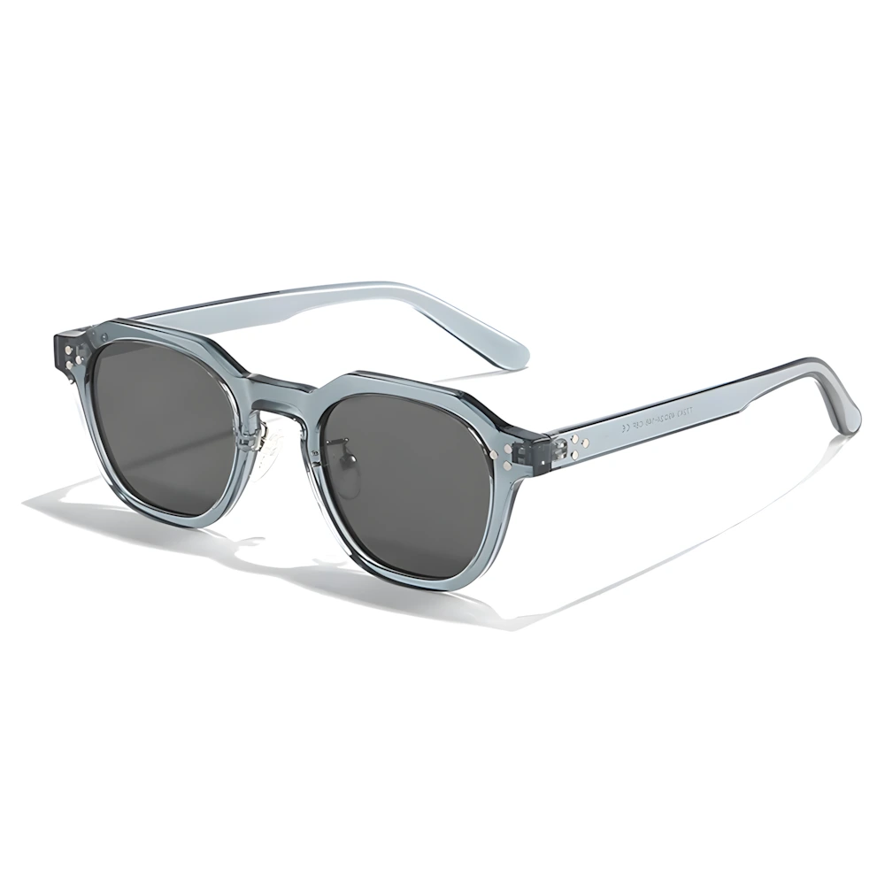 Crystal gray oversized round acetate sunglasses, side angle — HARO Cannes 1946