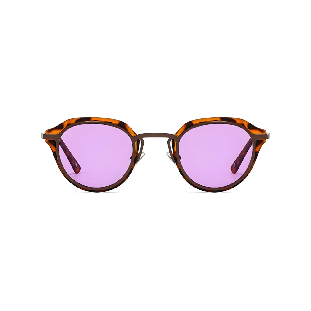 Compact acetate sunglasses with tortoise frame and pink polarized lenses, front view — HARO Cassis Calanques