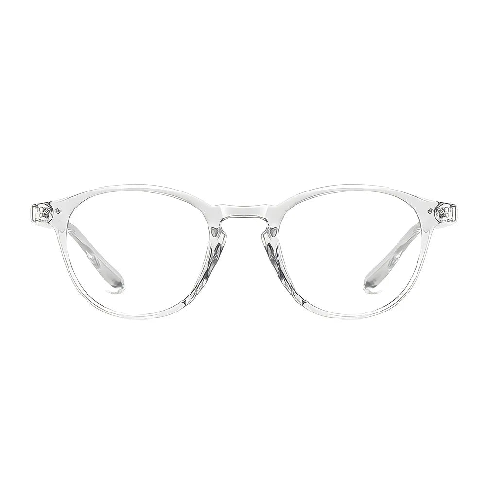 Rectangular blue-light glasses with crystal acetate frame, front view — HARO Chamonix Mont Blanc
