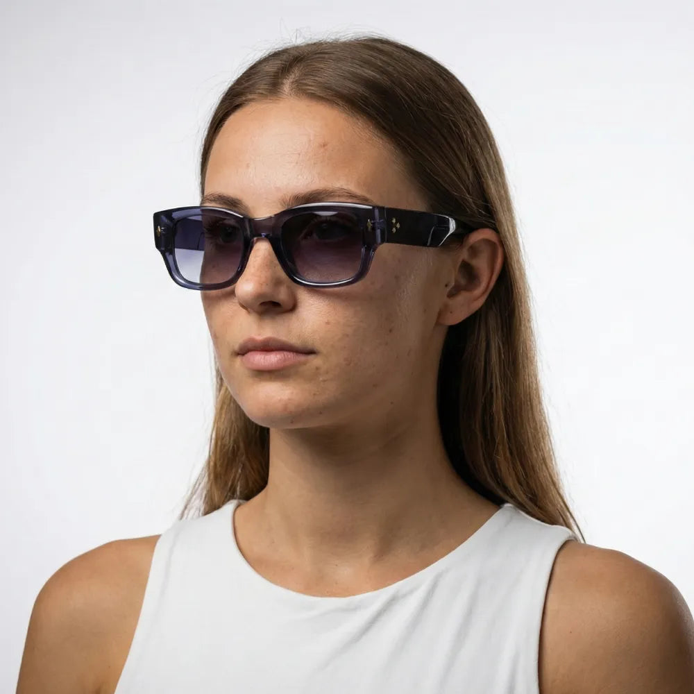 Bold rectangular acetate sunglasses, close-up detail — HARO Cinque Terre Manarola