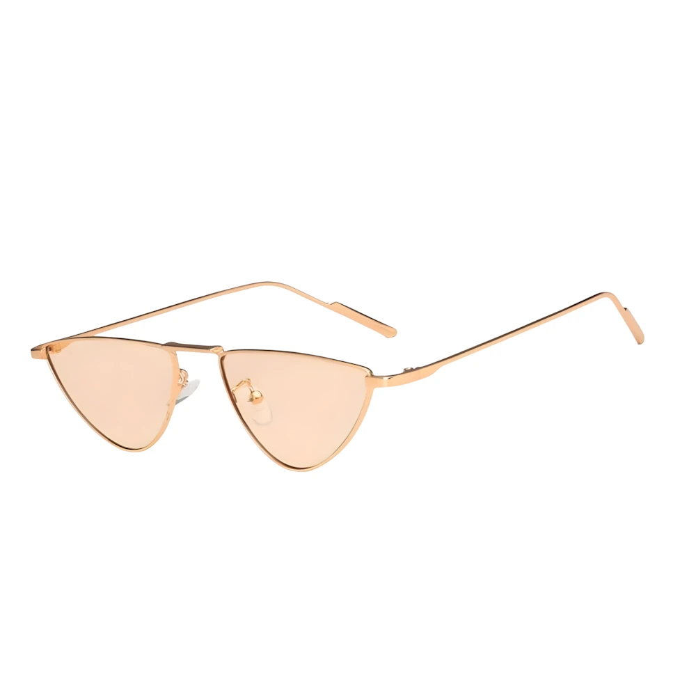 Cat-eye metal sunglasses with gold frame and champagne lenses, side angle — HARO Hyères Palmiers