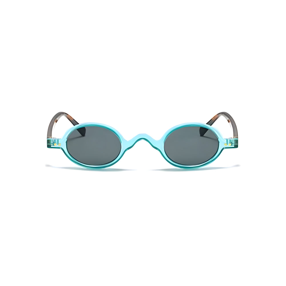 Rectangular acetate sunglasses with tortoise-green frame and black lenses, front view — HARO Beaulieu Kérylos