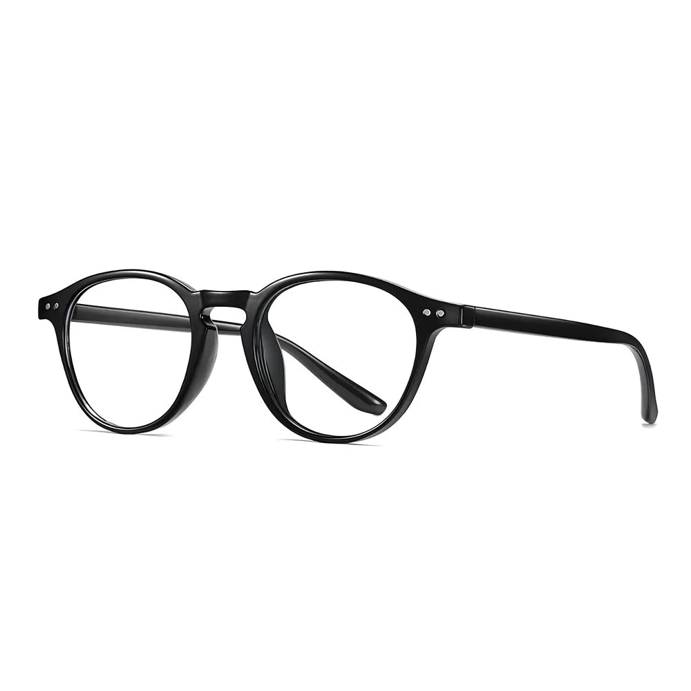 Rectangular blue-light glasses with black frame, side angle — HARO Chamonix Mont Blanc