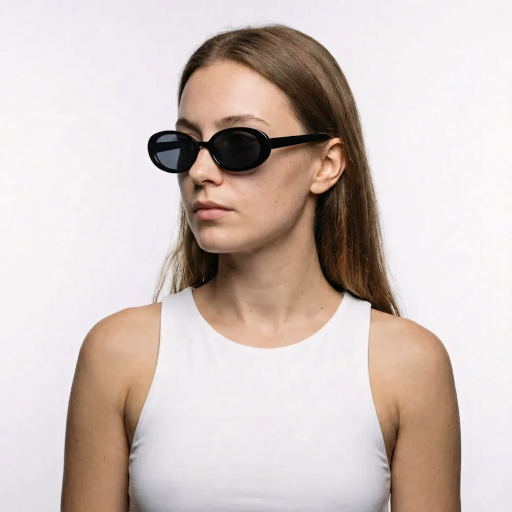 Oval cat-eye acetate sunglasses, close-up detail — HARO Forte dei Marmi