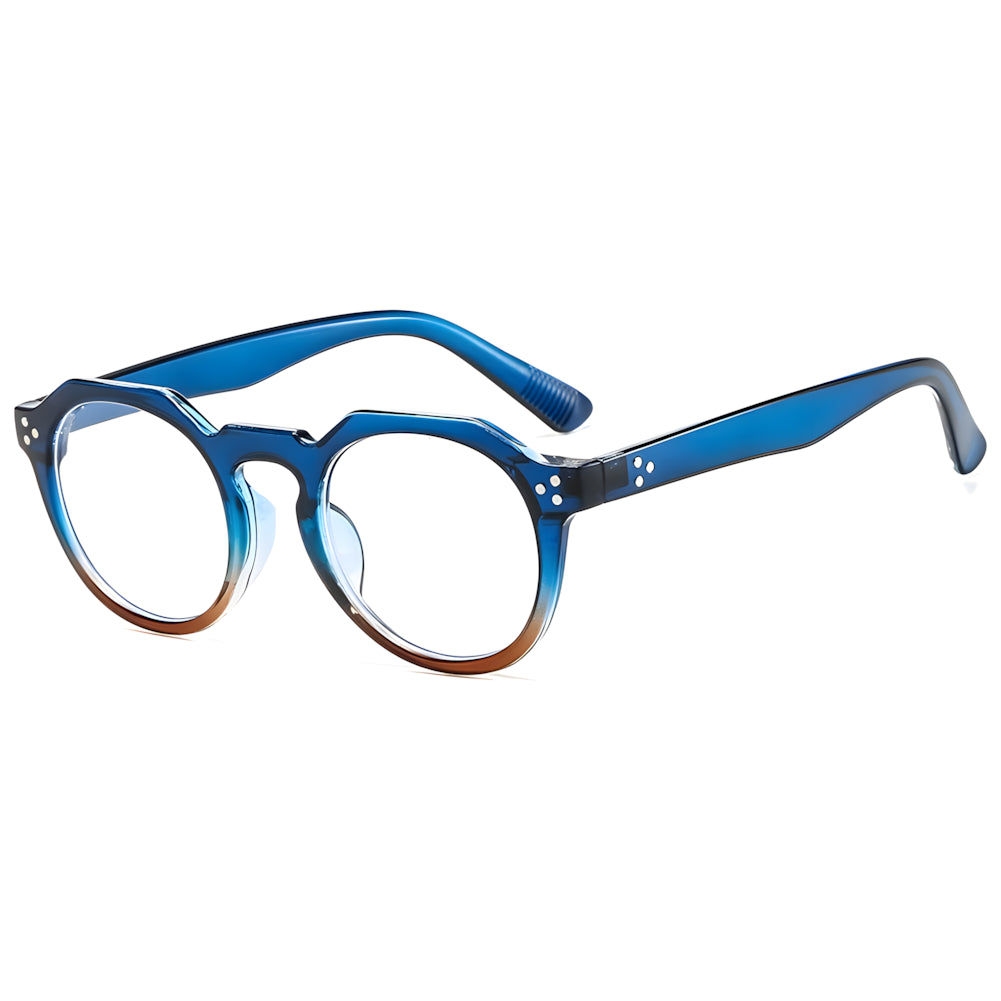 Rectangular blue-light glasses with blue frame, side angle — HARO Zermatt 1865