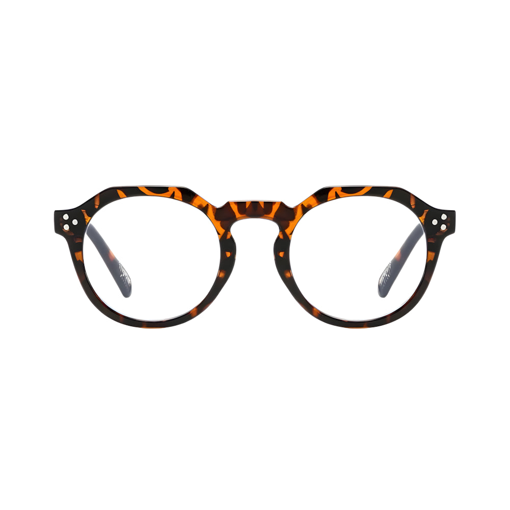 Rectangular blue-light glasses with tortoise acetate frame, front view — HARO Zermatt 1865